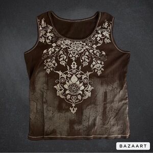 vintage distressed boho western muscle tank top